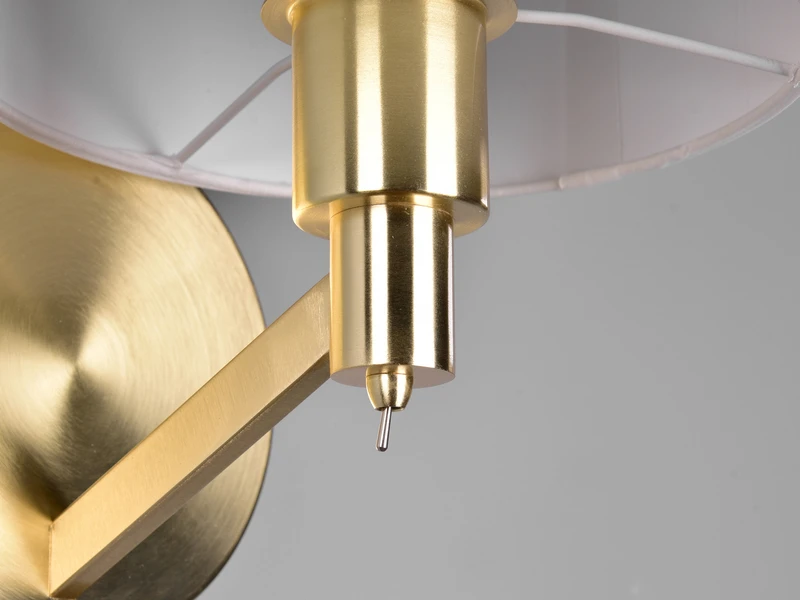 Trio Leuchten Kleine Wandleuchte CASSIO Messing Matt Mit Schalter & Stoffschirm Weiß 8 Trio Leuchten Kleine Wandleuchte CASSIO Messing Matt Mit Schalter & Stoffschirm Weiß – Bild 6