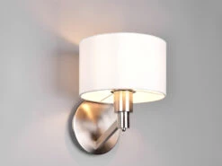 Trio Leuchten Kleine Wandleuchte CASSIO Silber Matt Mit Schalter & Stoffschirm Weiß -Bestes Beleuchtungs Geschäft kleine wandleuchte cassio silber matt mit schalter 2
