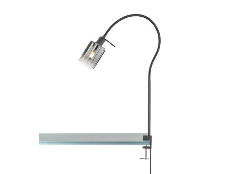 Fischer & Honsel Klemmlampe ISKA Schwarz Mit Rauchglas - Leselampe Mit Schwanenhals 4 Fischer & Honsel Klemmlampe ISKA Schwarz Mit Rauchglas - Leselampe Mit Schwanenhals – Bild 2