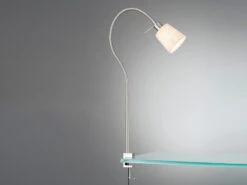 Fischer & Honsel Klemmlampe JAM Mit Leinen Lampenschirm Beige & Schwanenhals