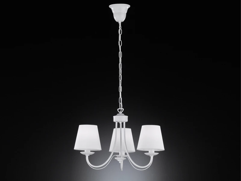 Trio Leuchten Kronleuchter CORTEZ 3 Flammig Mit Stoffschirmen In Weiß Ø 52cm 9 Trio Leuchten Kronleuchter CORTEZ 3 Flammig Mit Stoffschirmen In Weiß Ø 52cm – Bild 7