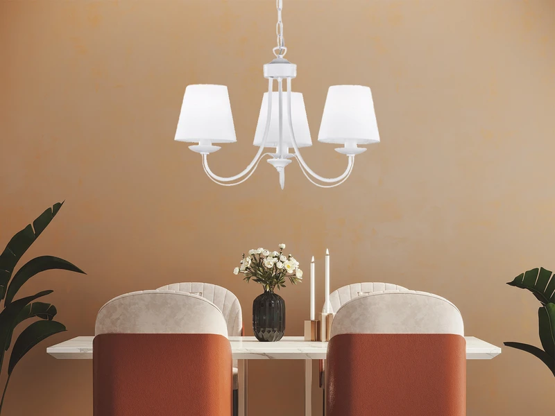 Trio Leuchten Kronleuchter CORTEZ 3 Flammig Mit Stoffschirmen In Weiß Ø 52cm 3 Trio Leuchten Kronleuchter CORTEZ 3 Flammig Mit Stoffschirmen In Weiß Ø 52cm