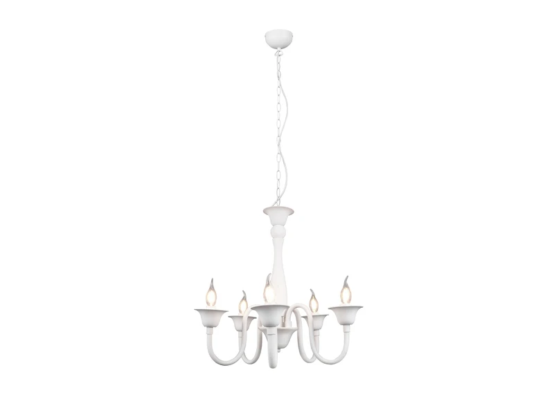 Trio Leuchten Kronleuchter ELSA Im Landhausstil, 5-flammig Stehend, Weiß 4 Trio Leuchten Kronleuchter ELSA Im Landhausstil, 5-flammig Stehend, Weiß – Bild 2