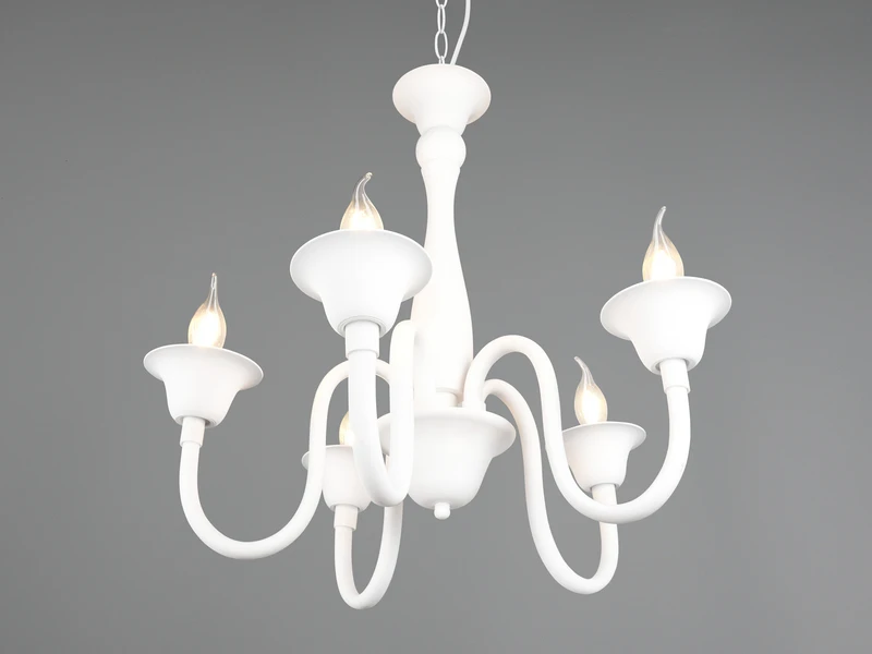 Trio Leuchten Kronleuchter ELSA Im Landhausstil, 5-flammig Stehend, Weiß 8 Trio Leuchten Kronleuchter ELSA Im Landhausstil, 5-flammig Stehend, Weiß – Bild 6