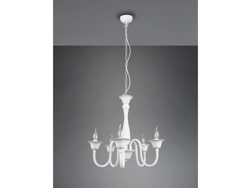 Trio Leuchten Kronleuchter ELSA Im Landhausstil, 5-flammig Stehend, Weiß 9 Trio Leuchten Kronleuchter ELSA Im Landhausstil, 5-flammig Stehend, Weiß – Bild 7