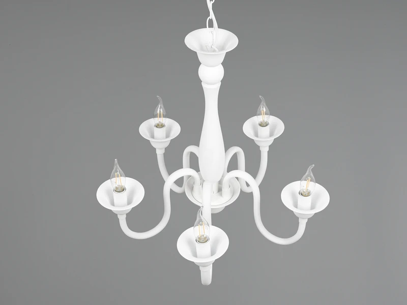 Trio Leuchten Kronleuchter ELSA Im Landhausstil, 5-flammig Stehend, Weiß 10 Trio Leuchten Kronleuchter ELSA Im Landhausstil, 5-flammig Stehend, Weiß – Bild 8