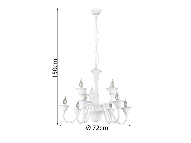 Trio Leuchten Kronleuchter ELSA Im Landhausstil, 9-flammig Stehend, Weiß 5 Trio Leuchten Kronleuchter ELSA Im Landhausstil, 9-flammig Stehend, Weiß – Bild 3
