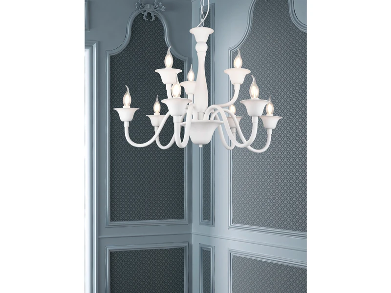 Trio Leuchten Kronleuchter ELSA Im Landhausstil, 9-flammig Stehend, Weiß 8 Trio Leuchten Kronleuchter ELSA Im Landhausstil, 9-flammig Stehend, Weiß – Bild 6
