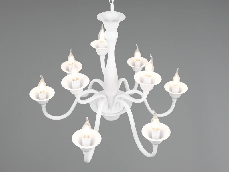 Trio Leuchten Kronleuchter ELSA Im Landhausstil, 9-flammig Stehend, Weiß 9 Trio Leuchten Kronleuchter ELSA Im Landhausstil, 9-flammig Stehend, Weiß – Bild 7