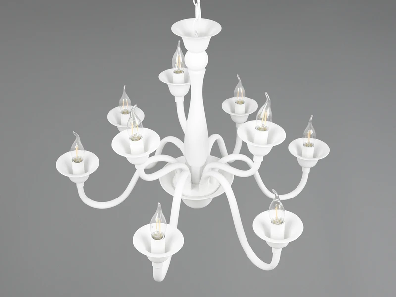 Trio Leuchten Kronleuchter ELSA Im Landhausstil, 9-flammig Stehend, Weiß 12 Trio Leuchten Kronleuchter ELSA Im Landhausstil, 9-flammig Stehend, Weiß – Bild 10