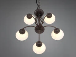 MeineWunschleuchte Kronleuchter Landhaus 5-flammig Mit LED Dimmbar, Rostoptik & Lampenschirme Glas -Bestes Beleuchtungs Geschäft kronleuchter landhaus 5 flammig mit led dimmbar ro 4