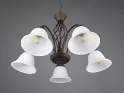 MeineWunschleuchte Kronleuchter Landhaus 5-flammig Mit LED Dimmbar, Rostoptik & Lampenschirme Glas -Bestes Beleuchtungs Geschäft kronleuchter landhaus 5 flammig mit led dimmbar ro 6