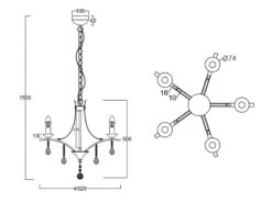 Trio Leuchten Kronleuchter Lüster LUCERNA Silber Mit Kristallbehang, 5-flammig Ø 52cm -Bestes Beleuchtungs Geschäft kronleuchter luester lucerna silber mit kristallbe 12
