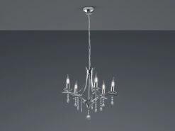 Trio Leuchten Kronleuchter Lüster LUCERNA Silber Mit Kristallbehang, 5-flammig Ø 52cm -Bestes Beleuchtungs Geschäft kronleuchter luester lucerna silber mit kristallbe 9