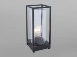 MeineWunschleuchte LED Außen Tischleuchte Laterne In Schwarz Mit Glas Höhe 27,2 Cm -Bestes Beleuchtungs Geschäft led aussen tischleuchte laterne in schwarz mit gla 2