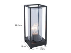 MeineWunschleuchte LED Außen Tischleuchte Laterne In Schwarz Mit Glas Höhe 27,2 Cm -Bestes Beleuchtungs Geschäft led aussen tischleuchte laterne in schwarz mit gla 3