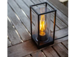 MeineWunschleuchte LED Außen Tischleuchte Laterne In Schwarz Mit Glas Höhe 27,2 Cm -Bestes Beleuchtungs Geschäft led aussen tischleuchte laterne in schwarz mit gla 4