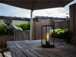 MeineWunschleuchte LED Außen Tischleuchte Laterne In Schwarz Mit Glas Höhe 27,2 Cm -Bestes Beleuchtungs Geschäft led aussen tischleuchte laterne in schwarz mit gla 5