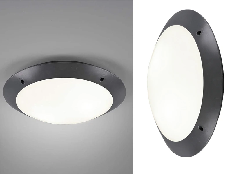 MeineWunschleuchte LED Außendeckenleuchte Wandlampe Rund In Anthrazit - 33 Cm 3 MeineWunschleuchte LED Außendeckenleuchte Wandlampe Rund In Anthrazit - 33 Cm