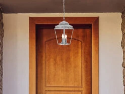 MeineWunschleuchte LED Außenhängeleuchte Im Landhausstil, Silber Ø22cm