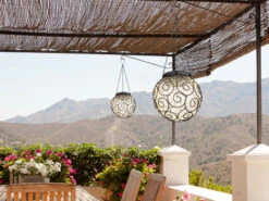 MeineWunschleuchte LED Außenlaternen Hängeleuchten 2er SET, Solarkugeln Klar, Ø 14,5cm -Bestes Beleuchtungs Geschäft led aussenlaternen haengeleuchten 2er set solarkug 4