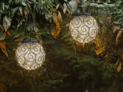 MeineWunschleuchte LED Außenlaternen Hängeleuchten 2er SET, Solarkugeln Klar, Ø 14,5cm -Bestes Beleuchtungs Geschäft led aussenlaternen haengeleuchten 2er set solarkug 6