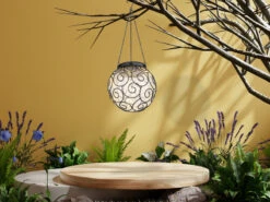 MeineWunschleuchte LED Außenlaternen Hängeleuchten 2er SET, Solarkugeln Klar, Ø 14,5cm -Bestes Beleuchtungs Geschäft led aussenlaternen haengeleuchten 2er set solarkug 7