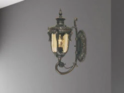 MeineWunschleuchte LED Außenwandlaterne Im Jugendstil Mit Amberglas, Stehend Höhe 43cm -Bestes Beleuchtungs Geschäft led aussenwandlaterne im jugendstil mit amberglas 1 2