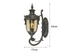 MeineWunschleuchte LED Außenwandlaterne Im Jugendstil Mit Amberglas, Stehend Höhe 43cm -Bestes Beleuchtungs Geschäft led aussenwandlaterne im jugendstil mit amberglas 1 8