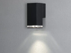 MeineWunschleuchte LED Außenwandleuchte ALU Down Light Schwarz Effektstreifen IP44, Höhe 16,5cm