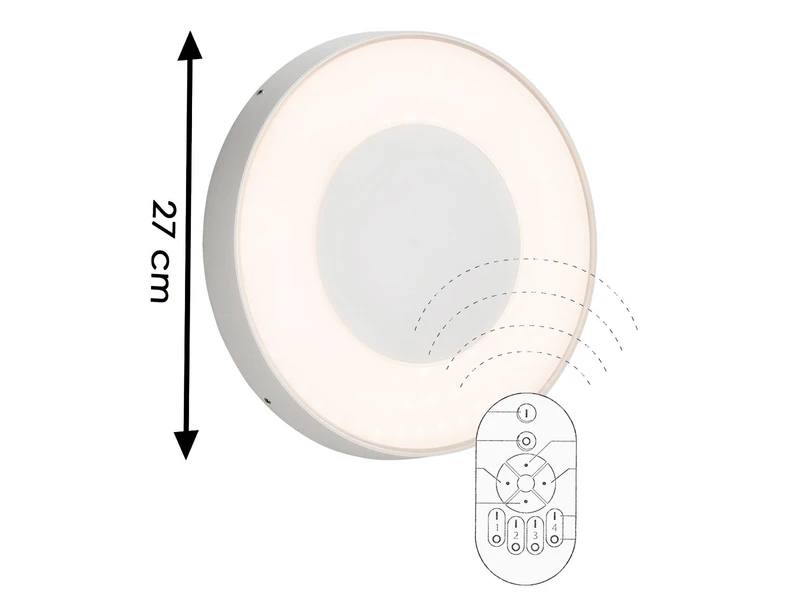 Konstsmide LED Außenwandleuchte / Deckenleuchte CARRARA Weiß Inkl. Fernbedienung, 25W 4 Konstsmide LED Außenwandleuchte / Deckenleuchte CARRARA Weiß Inkl. Fernbedienung, 25W – Bild 2