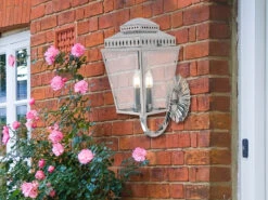 MeineWunschleuchte LED Außenwandleuchte Im Landhausstil, Silber Höhe 48cm