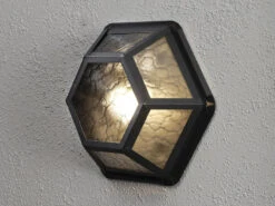 MeineWunschleuchte LED Außenwandleuchte Landhausstil, Aluminium Schwarz, Höhe 30cm