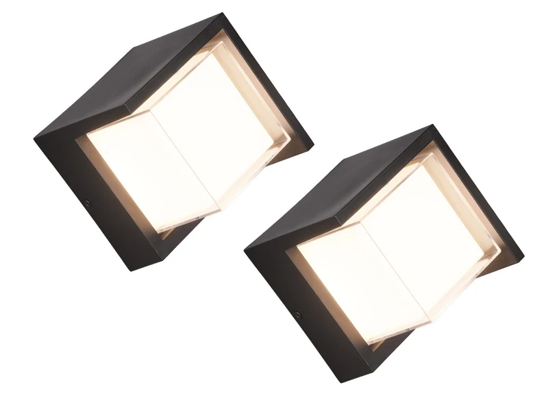 Reality Leuchten LED Außenwandleuchten 2er SET Schwarz Fassadenbeleuchtung Würfel Eckig 15x15cm 4 Reality Leuchten LED Außenwandleuchten 2er SET Schwarz Fassadenbeleuchtung Würfel Eckig 15x15cm – Bild 2
