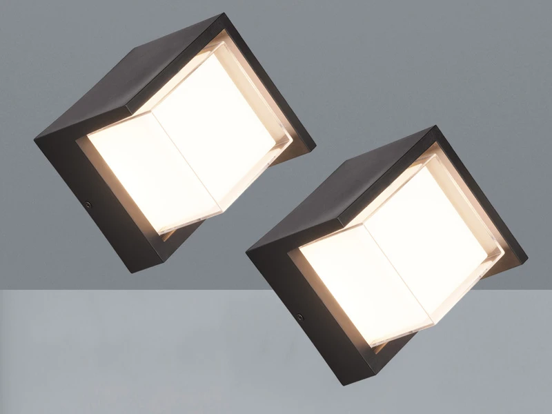 Reality Leuchten LED Außenwandleuchten 2er SET Schwarz Fassadenbeleuchtung Würfel Eckig 15x15cm 5 Reality Leuchten LED Außenwandleuchten 2er SET Schwarz Fassadenbeleuchtung Würfel Eckig 15x15cm – Bild 3