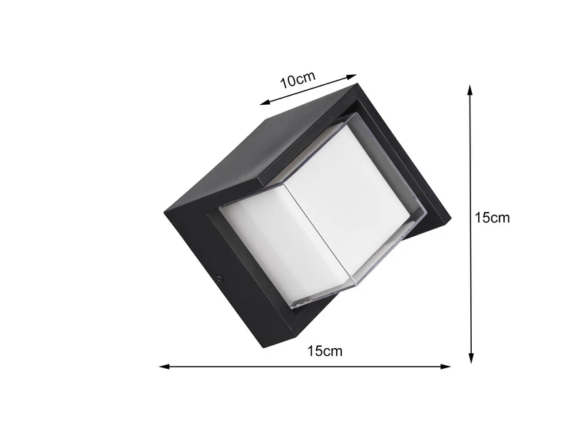 Reality Leuchten LED Außenwandleuchten 2er SET Schwarz Fassadenbeleuchtung Würfel Eckig 15x15cm 7 Reality Leuchten LED Außenwandleuchten 2er SET Schwarz Fassadenbeleuchtung Würfel Eckig 15x15cm – Bild 5