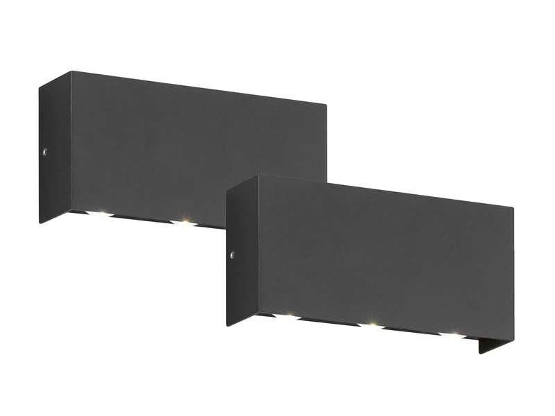 Fischer & Honsel LED Außenwandleuchten 2er SET Schwarz Mit Up Down Licht - 17cm Breit 4 Fischer & Honsel LED Außenwandleuchten 2er SET Schwarz Mit Up Down Licht - 17cm Breit – Bild 2