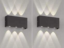 Fischer & Honsel LED Außenwandleuchten 2er SET Schwarz Mit Up Down Licht - 17cm Breit