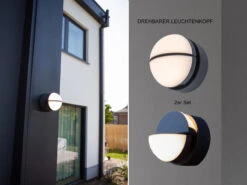 MeineWunschleuchte LED Außenwandleuchten 2er SET - Up And Down, 90° Beweglicher Kopf, ∅16cm