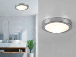 Trio Leuchten LED Bad Deckenleuchten In Chrom Mit Glas Opal Weiß Ø 31,5cm - Badlampen