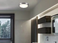 Trio Leuchten LED Bad Deckenleuchten In Silber Mit Glas Opal Weiß Ø 31,5cm - Badlampen -Bestes Beleuchtungs Geschäft led bad deckenleuchten in silber mit glas opal wei 4