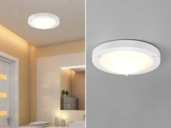 Trio Leuchten LED Bad Deckenleuchten In Weiß Mit Glas Opal Weiß Ø 31,5cm - Badlampen