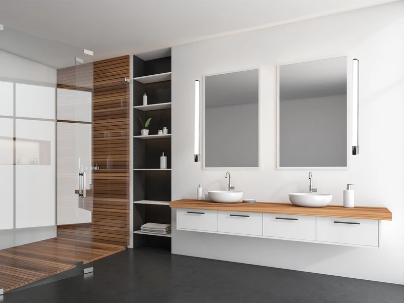 Trio Leuchten LED Bad Wandleuchte PIERA Mit Steckdose Chrom 119cm - Spiegelleuchte 7 Trio Leuchten LED Bad Wandleuchte PIERA Mit Steckdose Chrom 119cm - Spiegelleuchte – Bild 5