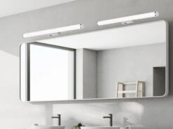 Trio Leuchten LED Bad Wandleuchten 2er Set Mit Schalter Chrom 80cm - Spiegelleuchte -Bestes Beleuchtungs Geschäft led bad wandleuchten 2er set mit schalter chrom 80 6