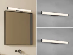 Trio Leuchten LED Bad Wandleuchten 2er Set Mit Schalter Schwarz 60cm - Spiegelleuchte