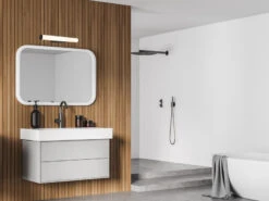 Trio Leuchten LED Bad Wandleuchten 2er Set Mit Schalter Schwarz 40cm - Spiegelleuchte -Bestes Beleuchtungs Geschäft led bad wandleuchten 2er set mit schalter schwarz 1 17