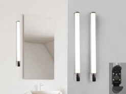 Trio Leuchten LED Bad Wandleuchten 2er Set Mit Steckdose Chrom 79cm - Spiegelleuchte