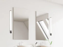 Trio Leuchten LED Bad Wandleuchten 2er Set Mit Steckdose Chrom 79cm - Spiegelleuchte -Bestes Beleuchtungs Geschäft led bad wandleuchten 2er set mit steckdose chrom 7 4