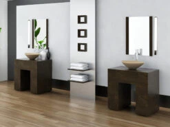 Trio Leuchten LED Bad Wandleuchten 2er Set Mit Steckdose Chrom 79cm - Spiegelleuchte -Bestes Beleuchtungs Geschäft led bad wandleuchten 2er set mit steckdose chrom 7 5