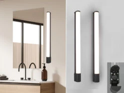 Trio Leuchten LED Bad Wandleuchten 2er Set Mit Steckdose Schwarz 79cm - Spiegelleuchte